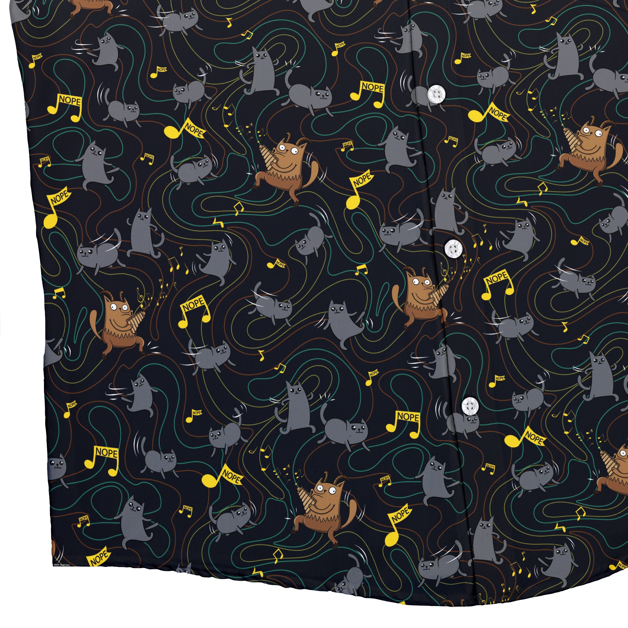 Exploding Kittens Cat Parade Button Up Shirt Bottom Corner