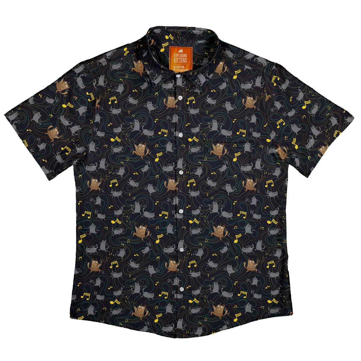 Exploding Kittens Cat Parade Button Up Shirt Flat Front