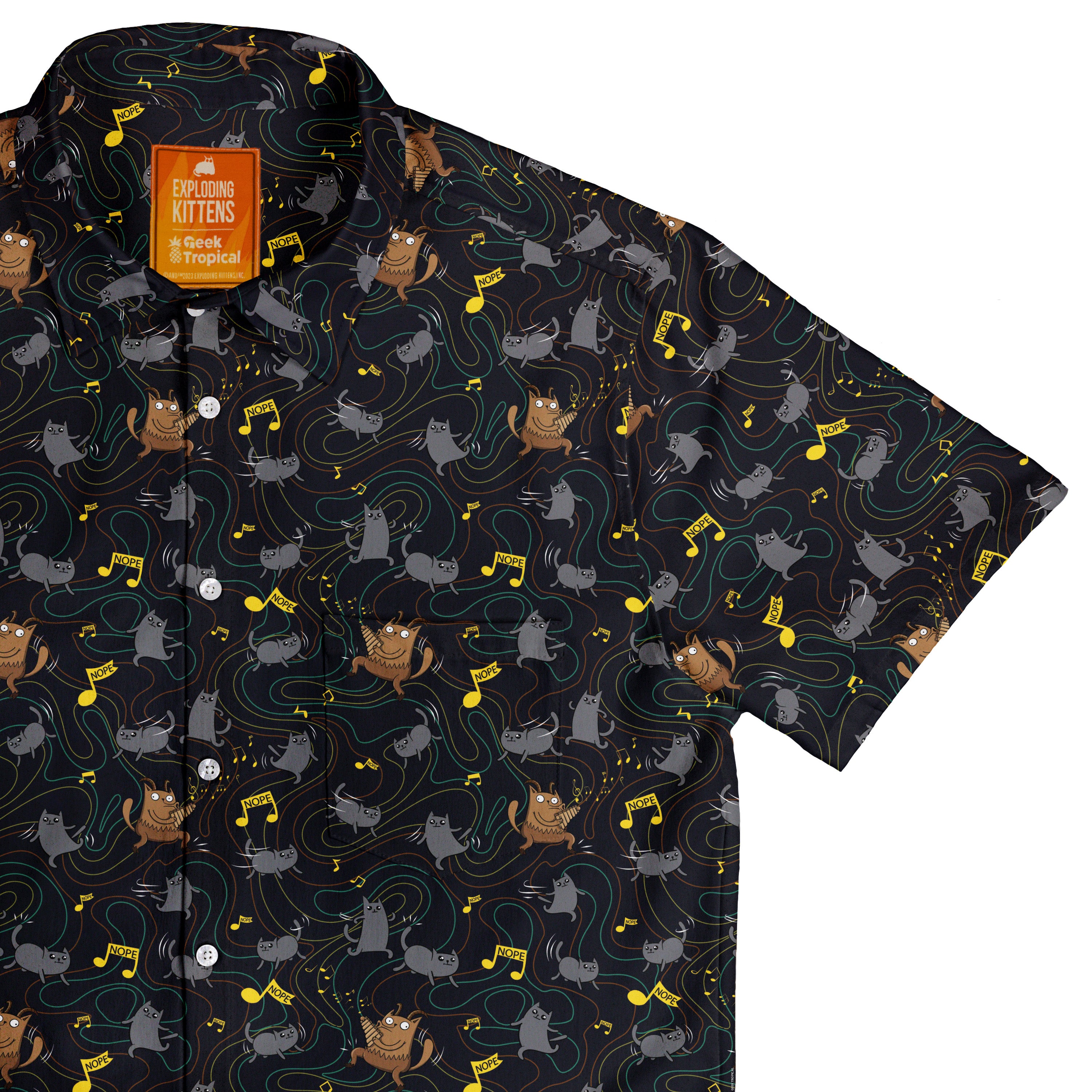 Exploding Kittens Cat Parade Button Up Shirt Top Corner
