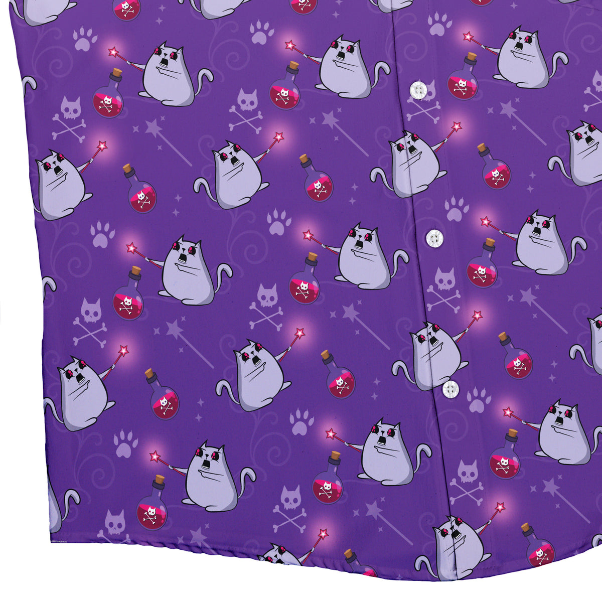 Exploding Kittens Curses Button Up Shirt Bottom Corner