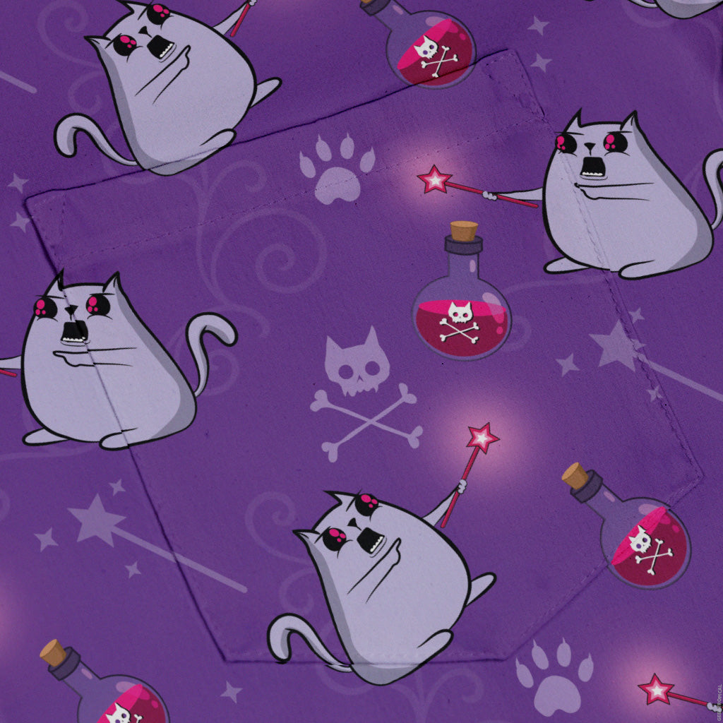 Exploding Kittens Curses Button Up Shirt Pocket
