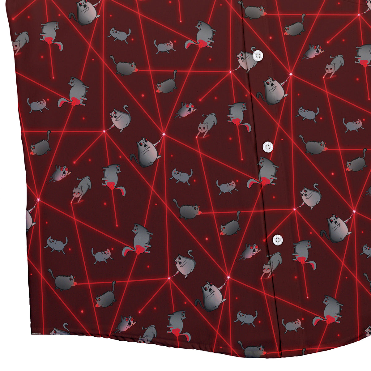 Exploding Kittens Laser Chase Button Up Shirt Bottom Corner