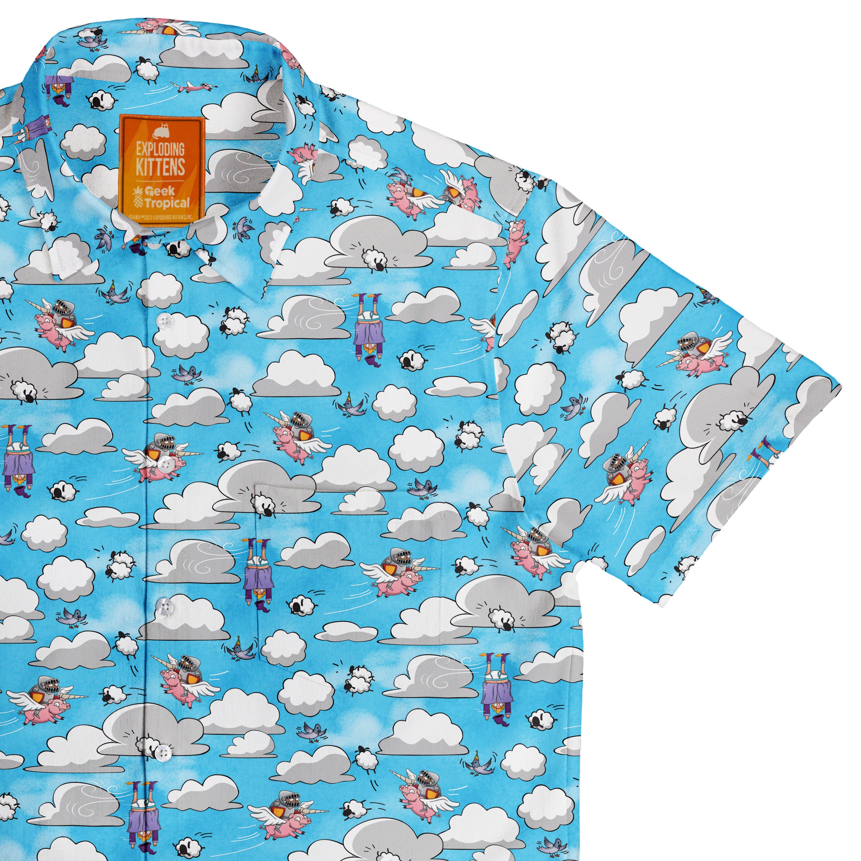 Exploding Kittens Pigasus Joust Button Up Shirt Top Corner