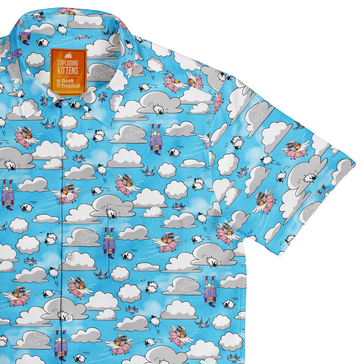 Exploding Kittens Pigasus Joust Button Up Shirt Top Corner