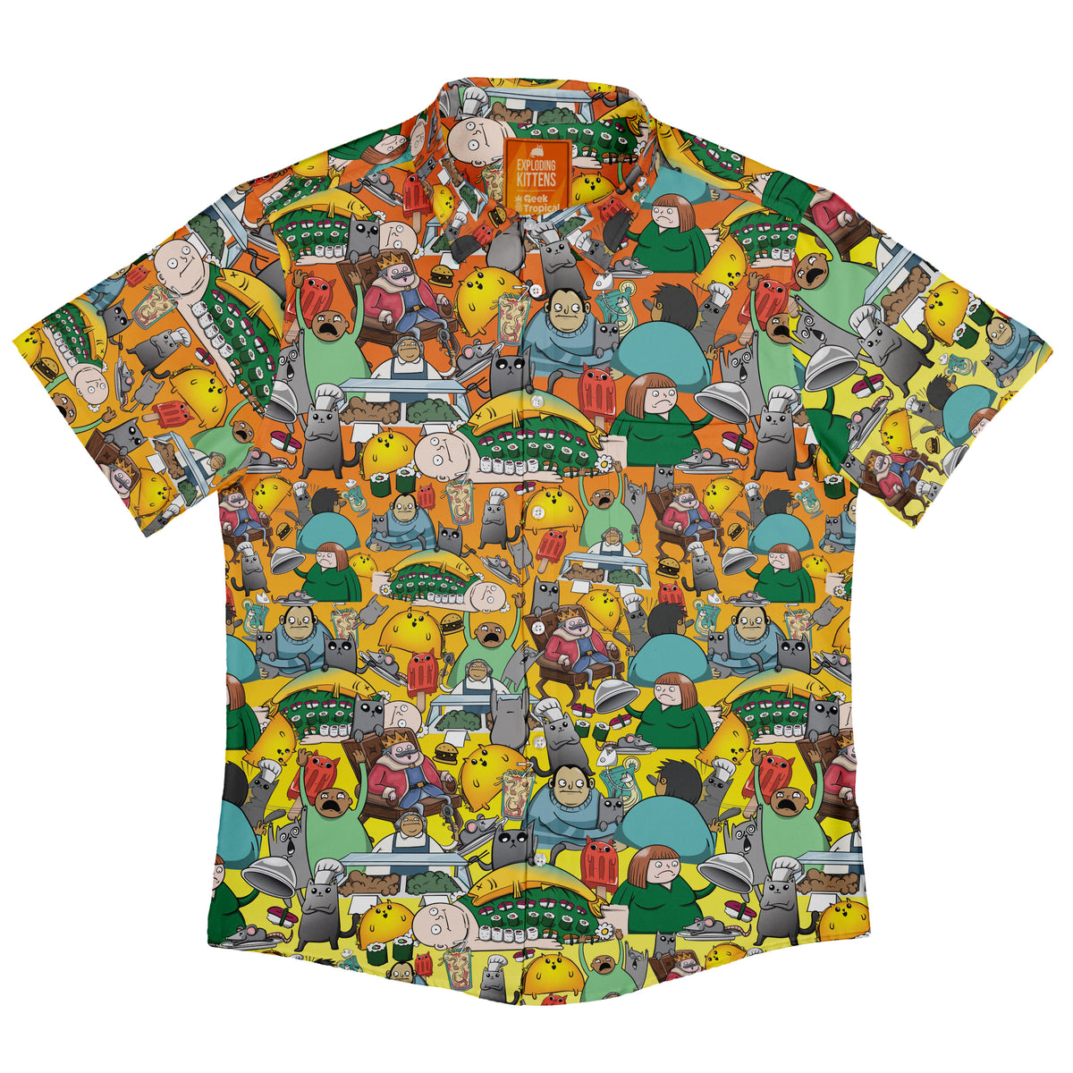 Exploding Kittens Rage Buffet Button Up Shirt Flat Front