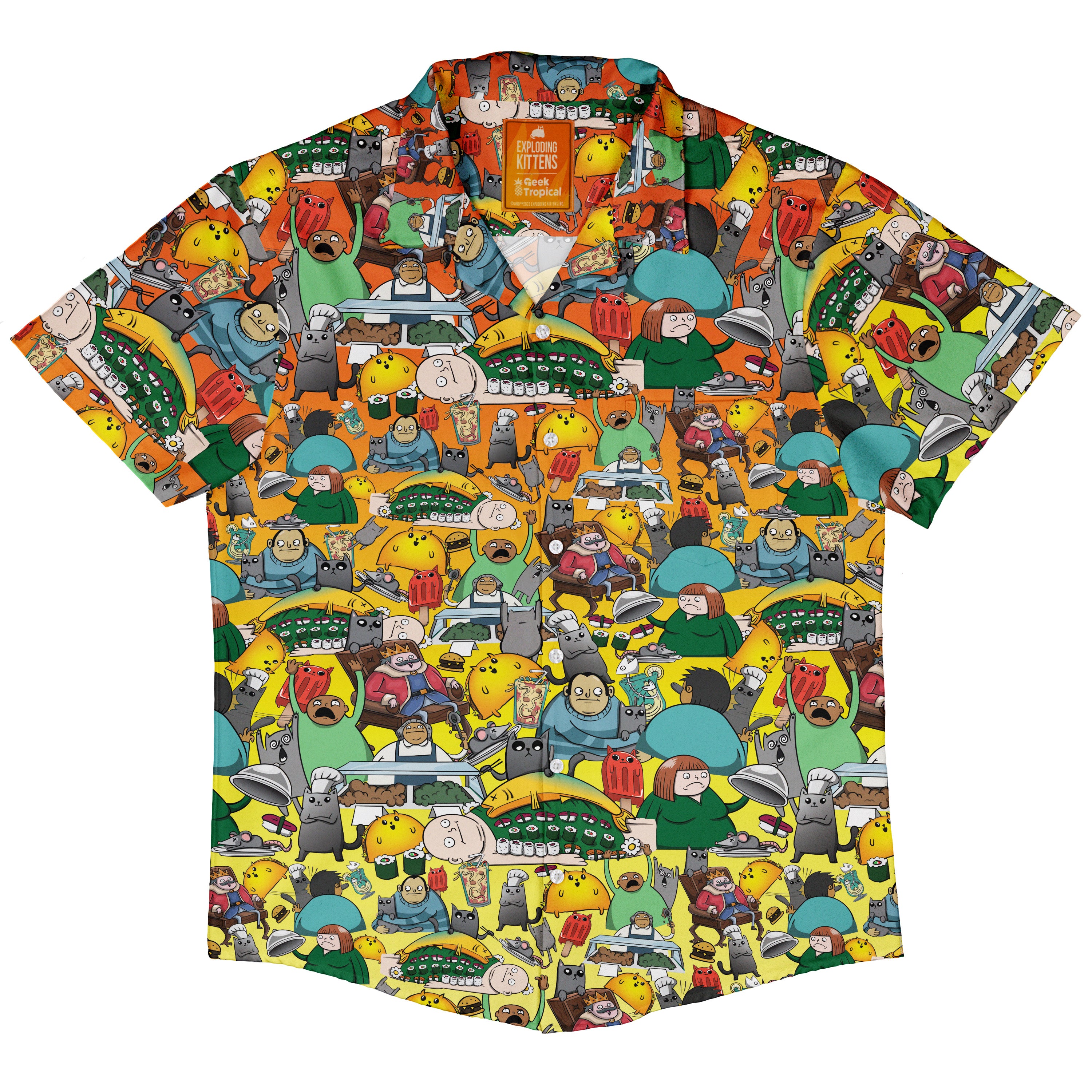 Exploding Kittens Rage Buffet Button Up Shirt Hawaiian Front