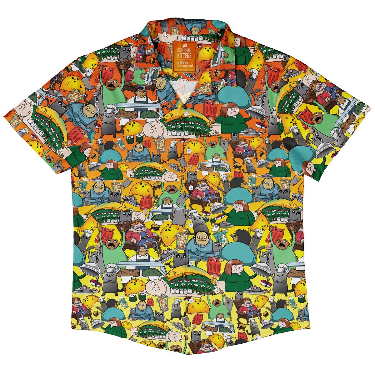 Exploding Kittens Rage Buffet Button Up Shirt Hawaiian Front