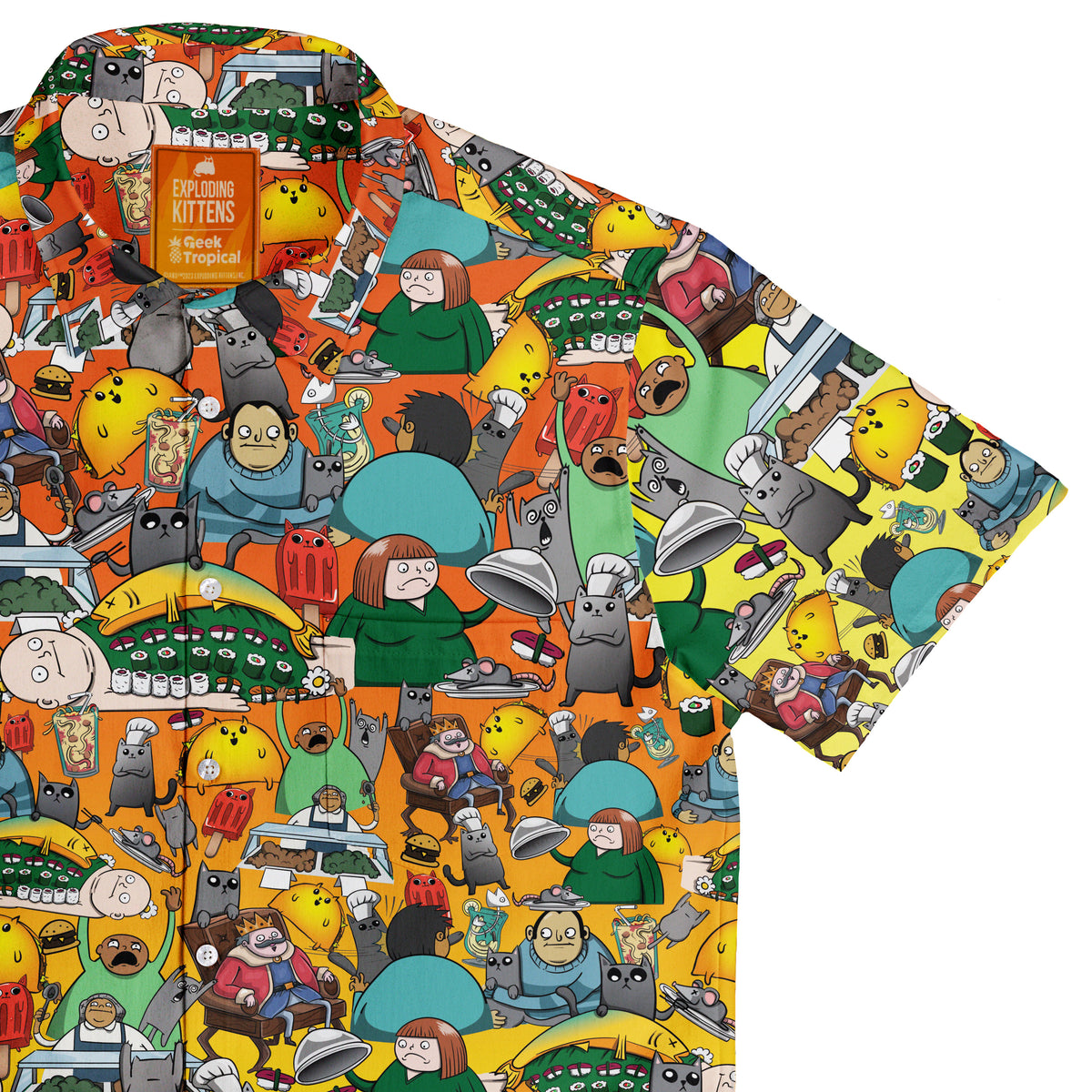 Exploding Kittens Rage Buffet Button Up Shirt Top Corner