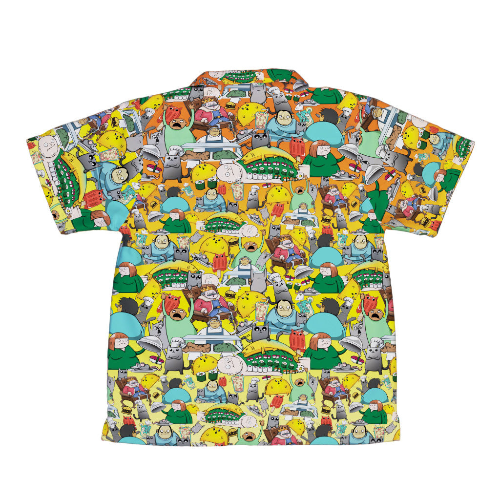 Exploding Kittens Rage Buffet Youth Hawaiian Shirt Back