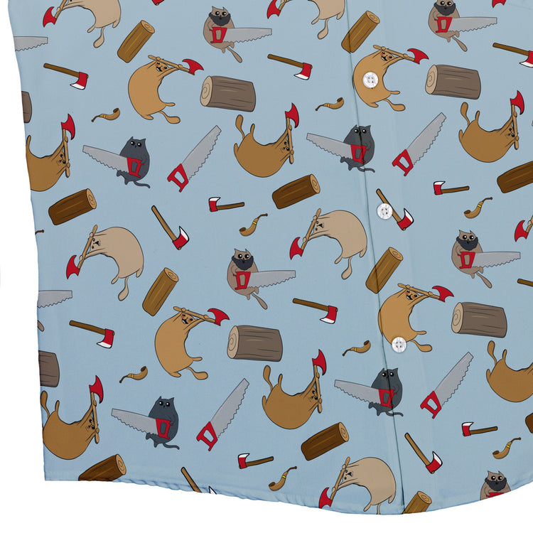 Exploding Button Cat Exploding Kittens Lumber Cats Button Up Shirt | Geek Tropical