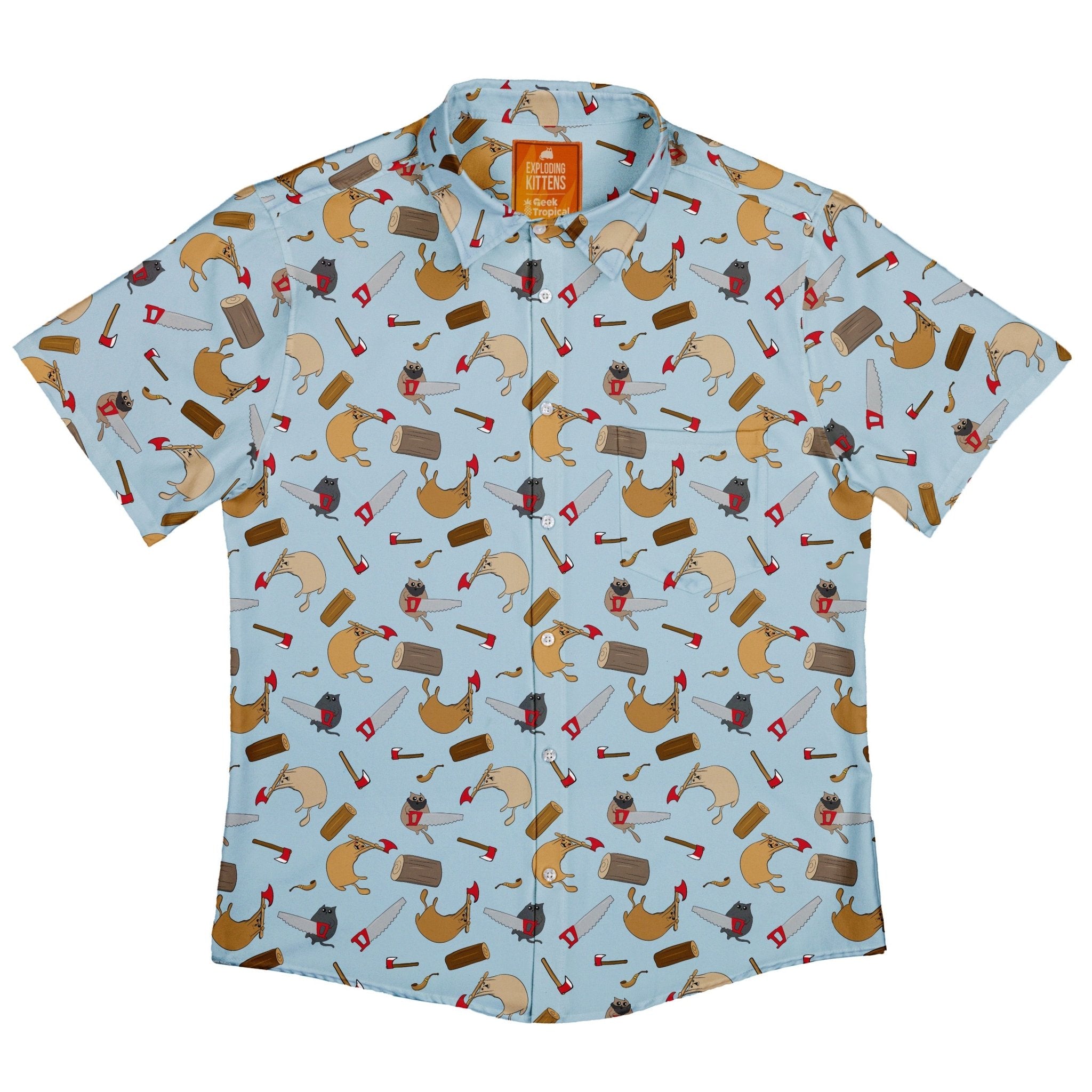 Exploding Kittens Lumber Cats Button Up Shirt | Geek Tropical