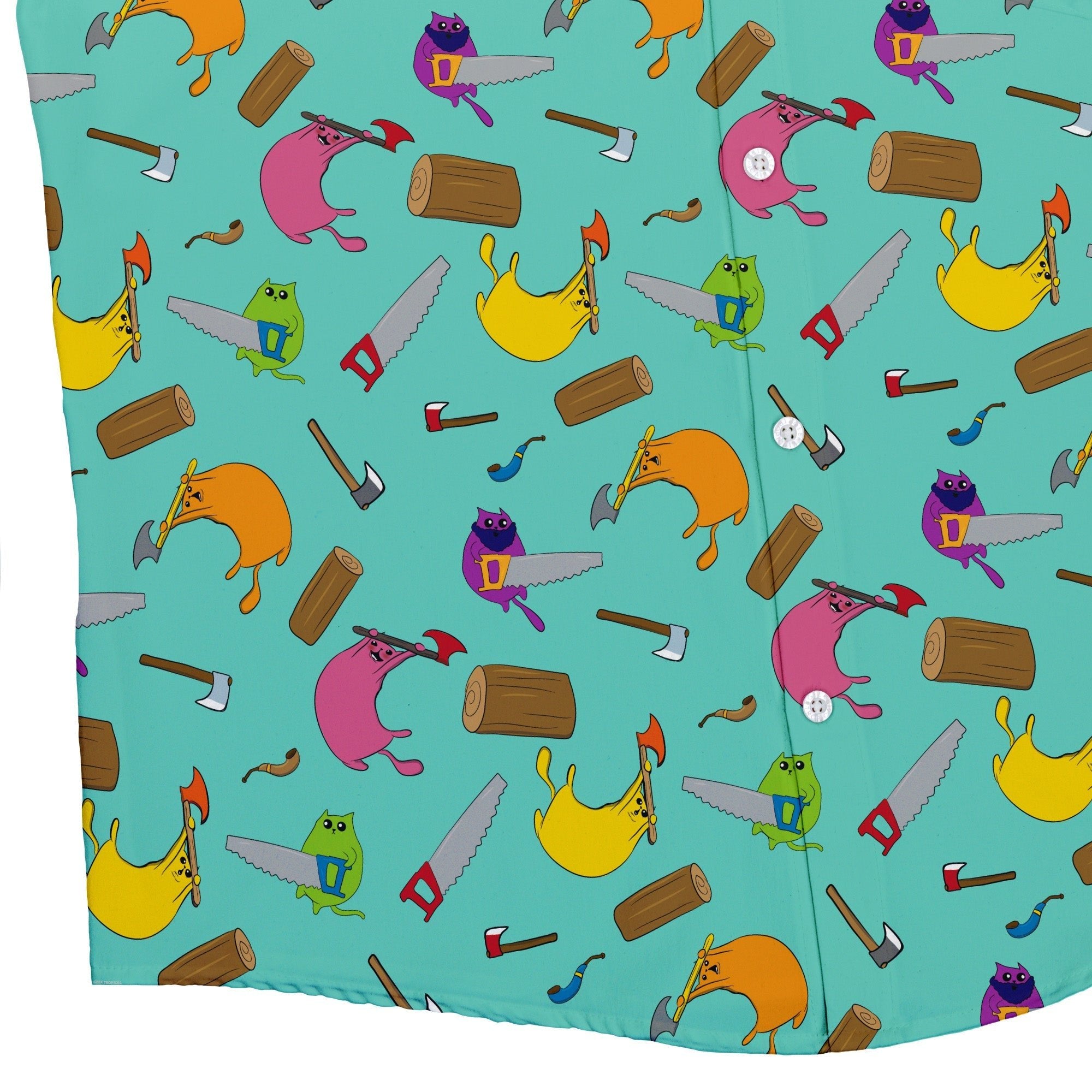 Exploding Kittens Lumber Cats Summer Button Up Shirt | Geek Tropical