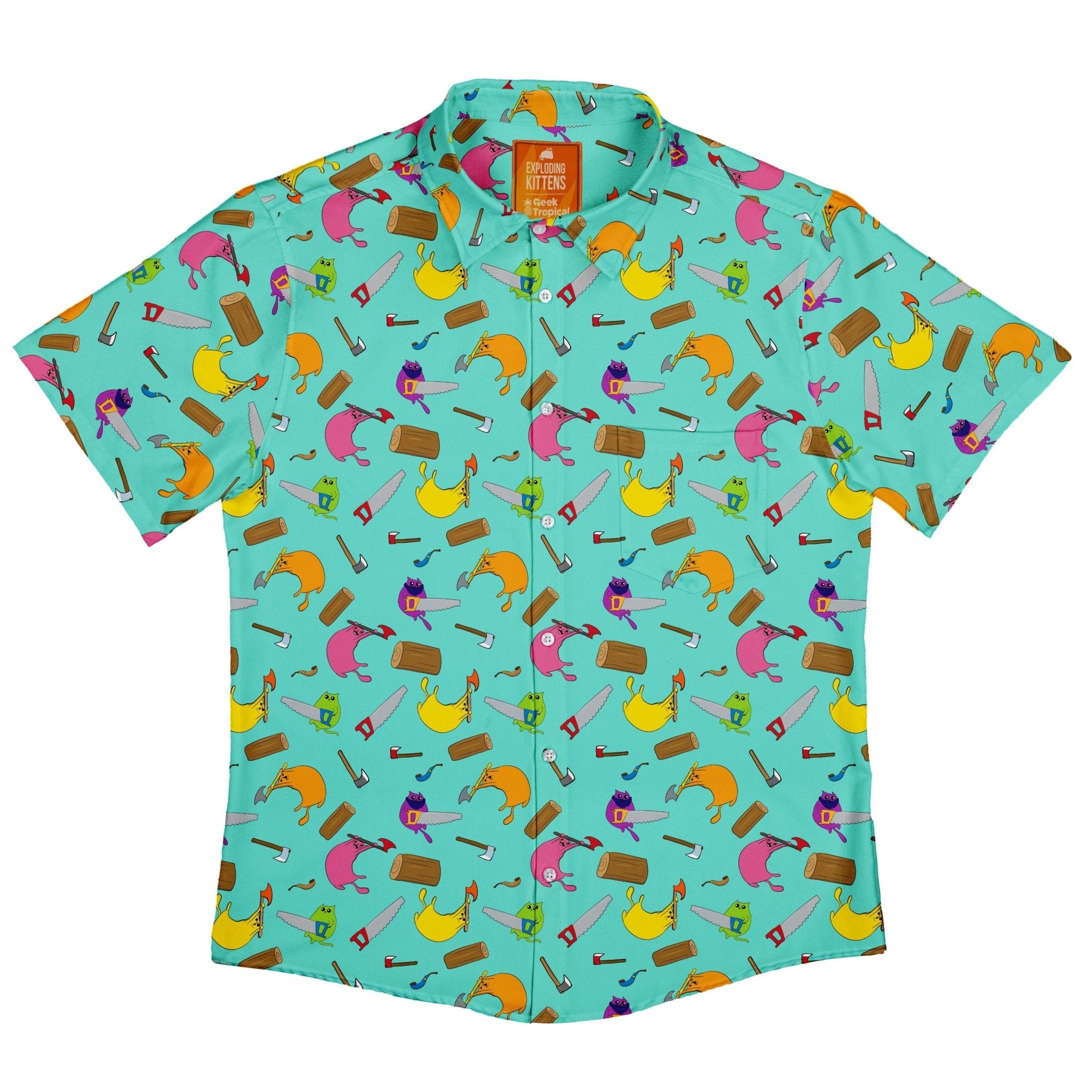 Exploding Kittens Lumber Cats Summer Button Up Shirt | Geek Tropical