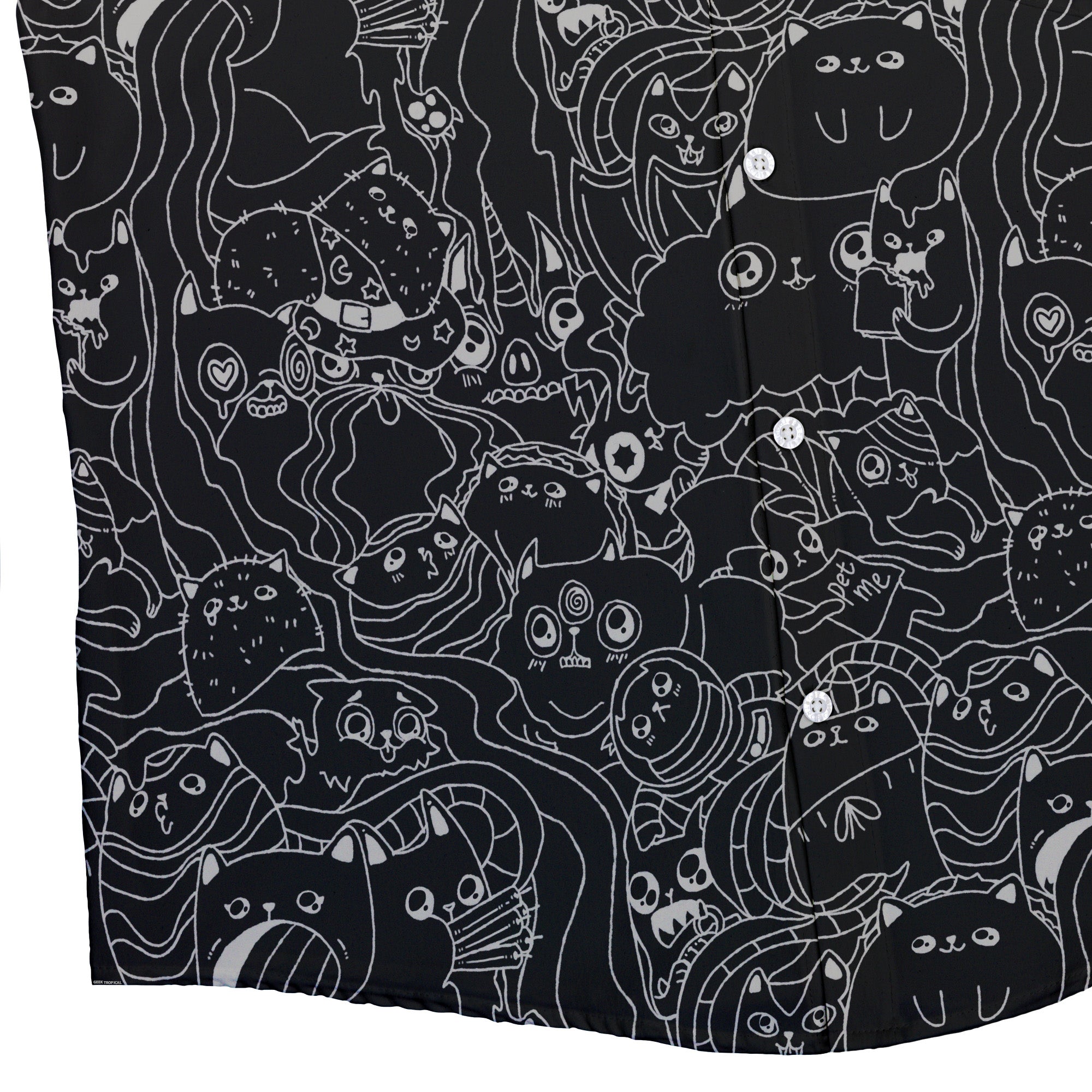 Exploding Kittens Mashup Black Button Up Shirt - adult sizing - Animal Patterns - board game print