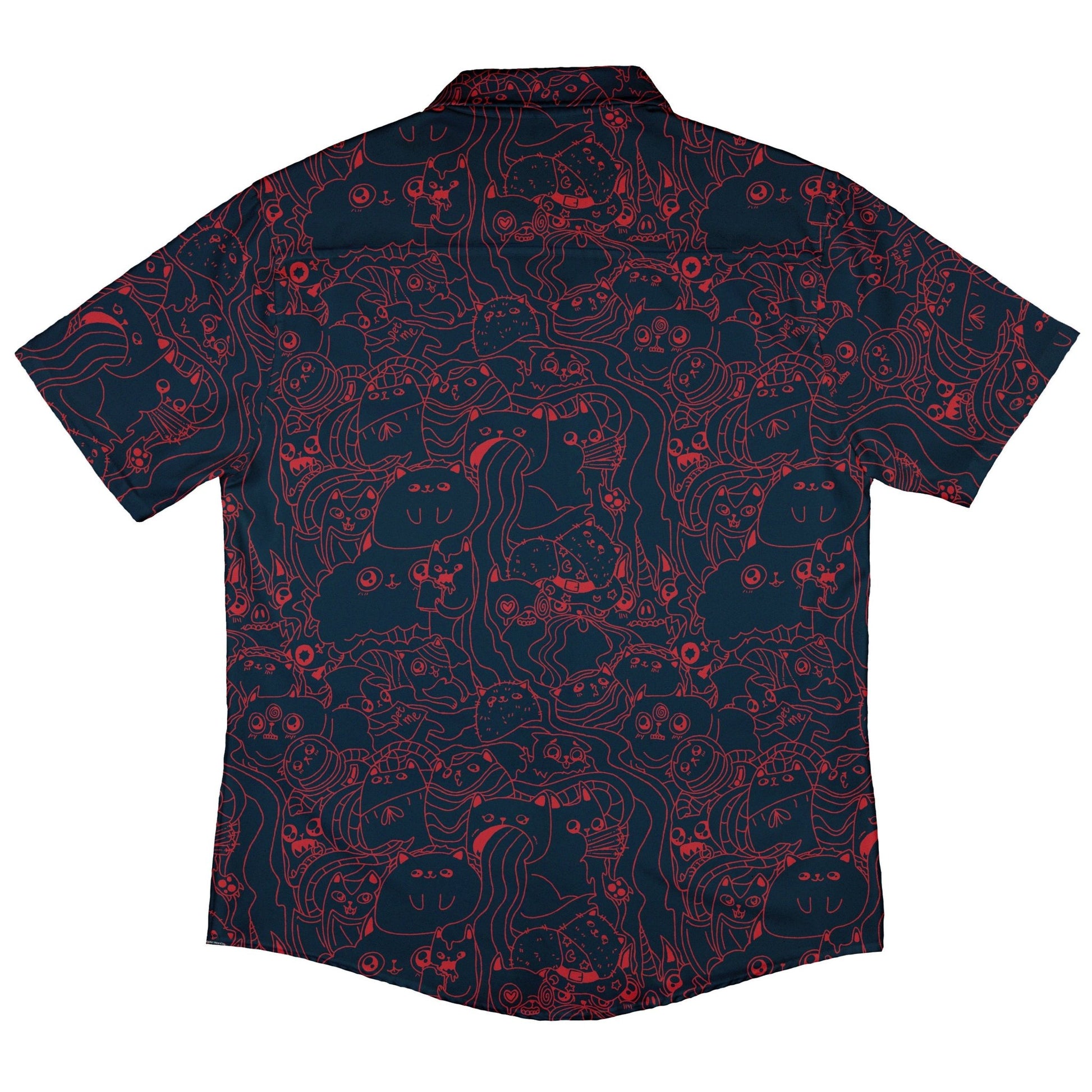 Exploding Kittens Mashup Navy Blue Button Up Shirt - adult sizing - Animal Patterns - board game print