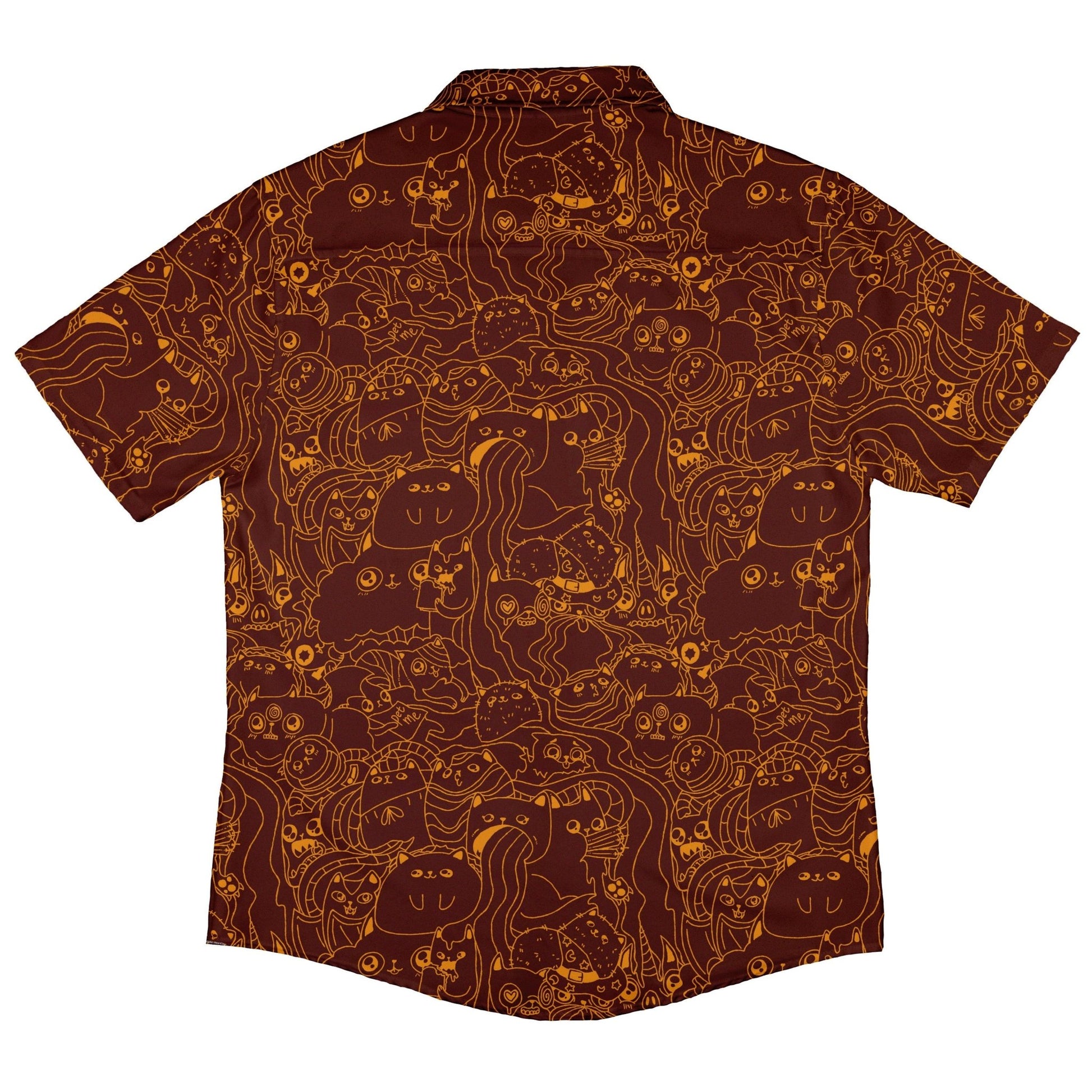 Exploding Kittens Mashup Red Brown Button Up Shirt - adult sizing - Animal Patterns - board game print