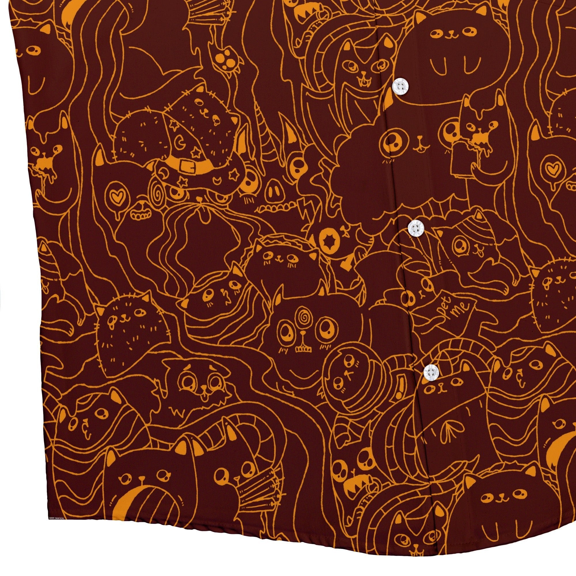 Exploding Kittens Mashup Red Brown Button Up Shirt - adult sizing - Animal Patterns - board game print