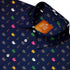 Exploding Kittens Pixel Cats Dark Blue Button Up Shirt - adult sizing - Animal Patterns - board game print
