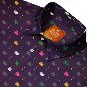 Exploding Kittens Pixel Cats Dark Button Up Shirt | Geek Tropical
