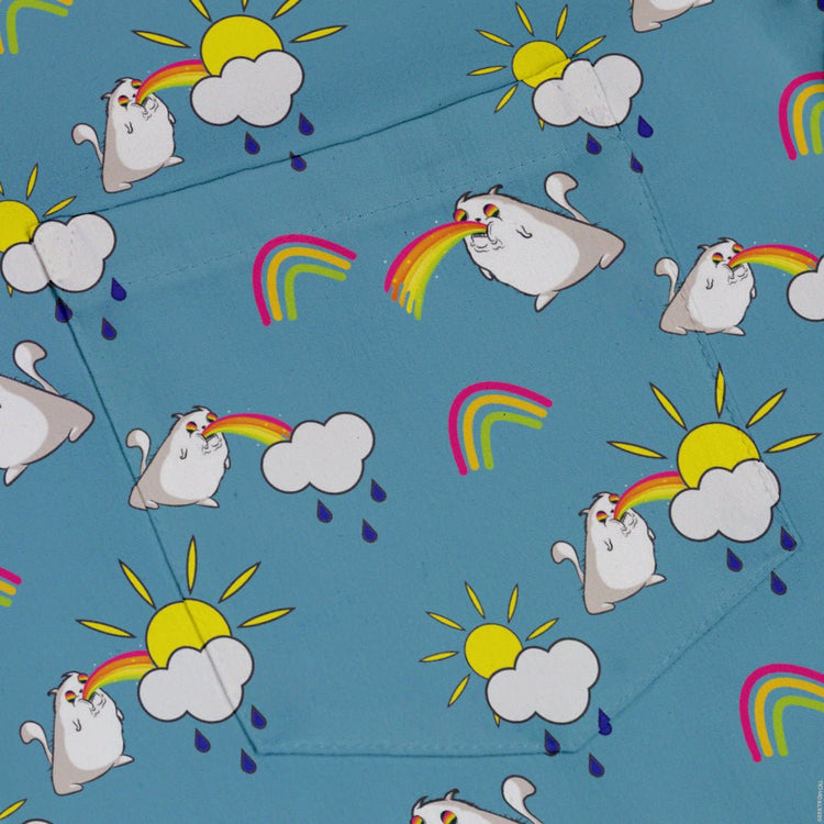 Exploding Button Cat Exploding Kittens Rainbow Sky Cats Button Up Shirt | Geek Tropical