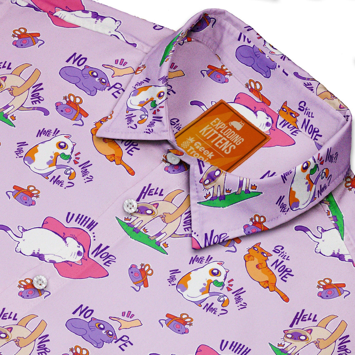 Exploding Nope Exploding Kittens Sassy Nope Button Up Shirt | Geek Tropical