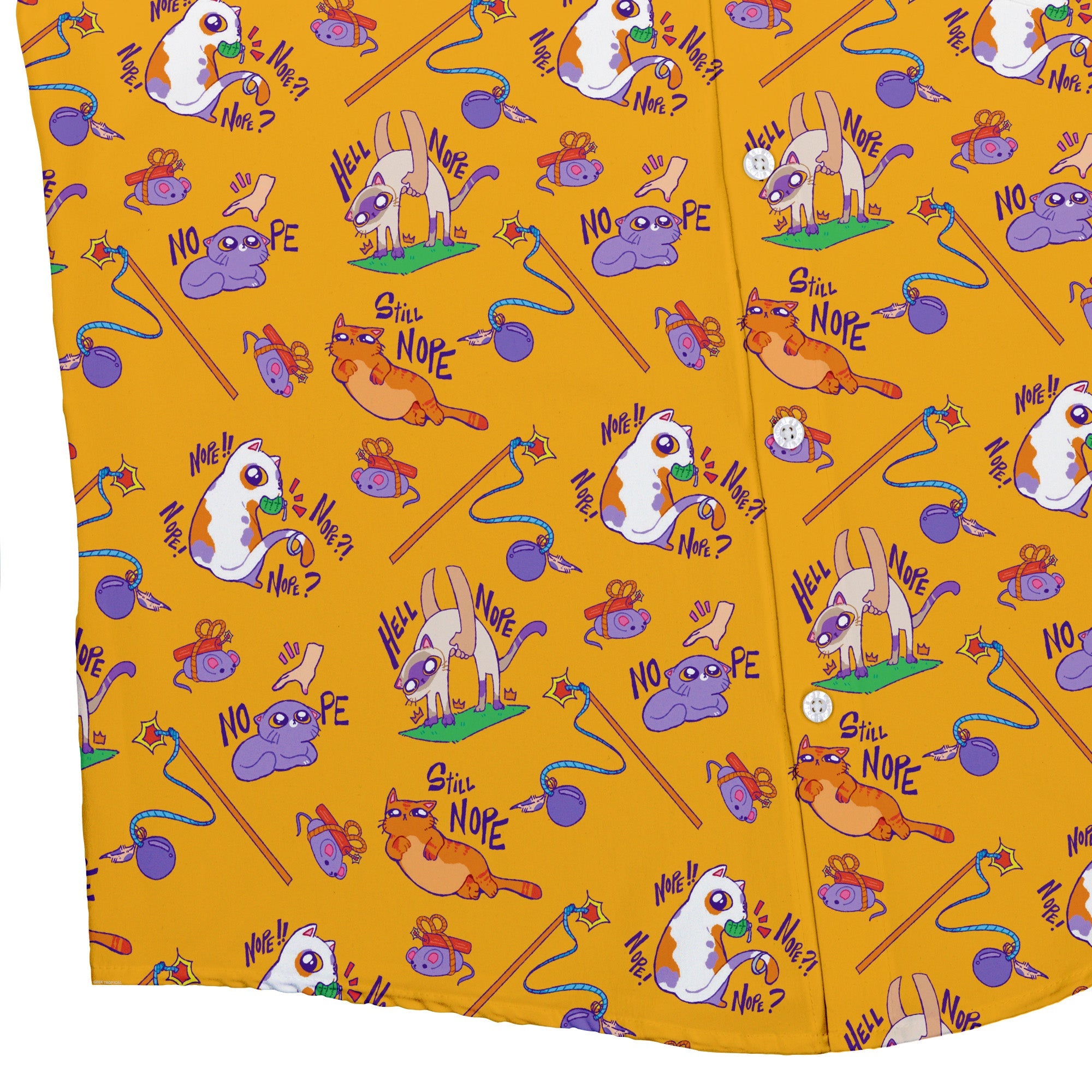 Exploding Kittens Nope Icon Exploding Kittens Still Nope Button Up Shirt | Geek Tropical