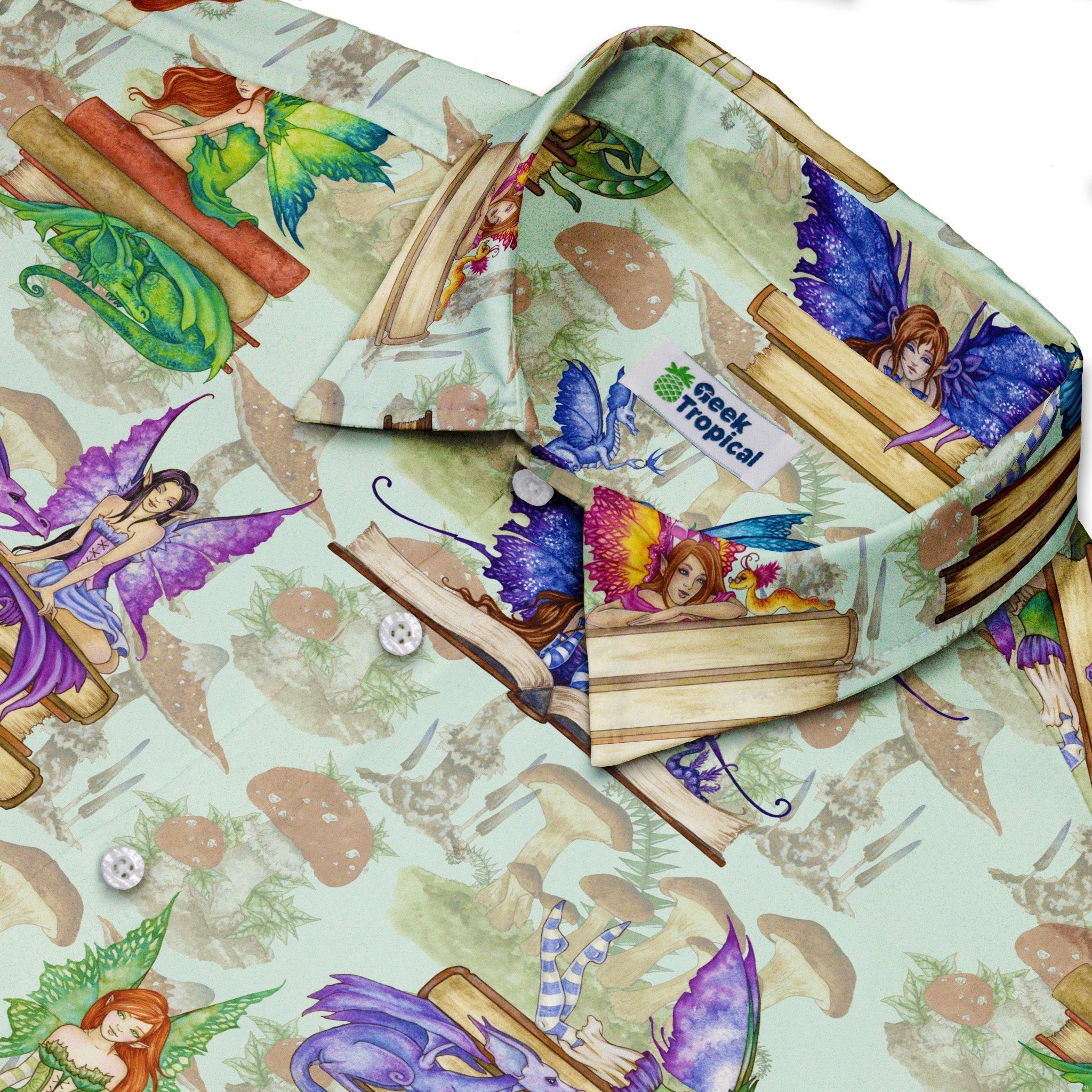 Fairy Tales Button Up Shirt - adult sizing - Book Prints - Design by Amy Brown