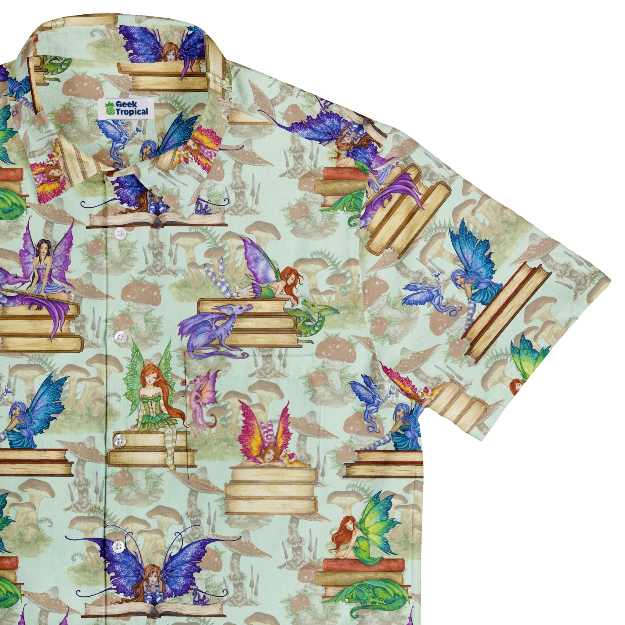 Fairy Tales Button Up Shirt - adult sizing - Book Prints - Design by Amy Brown