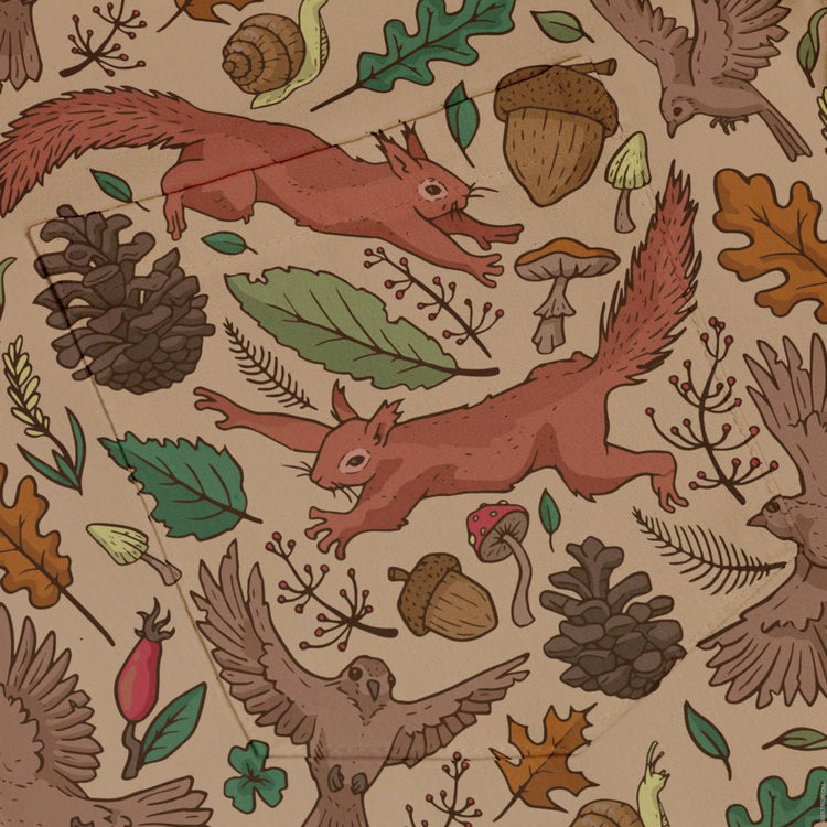 Fall Squirrel Button Up Shirt Geek Nerd adult sizing animal patterns botany print