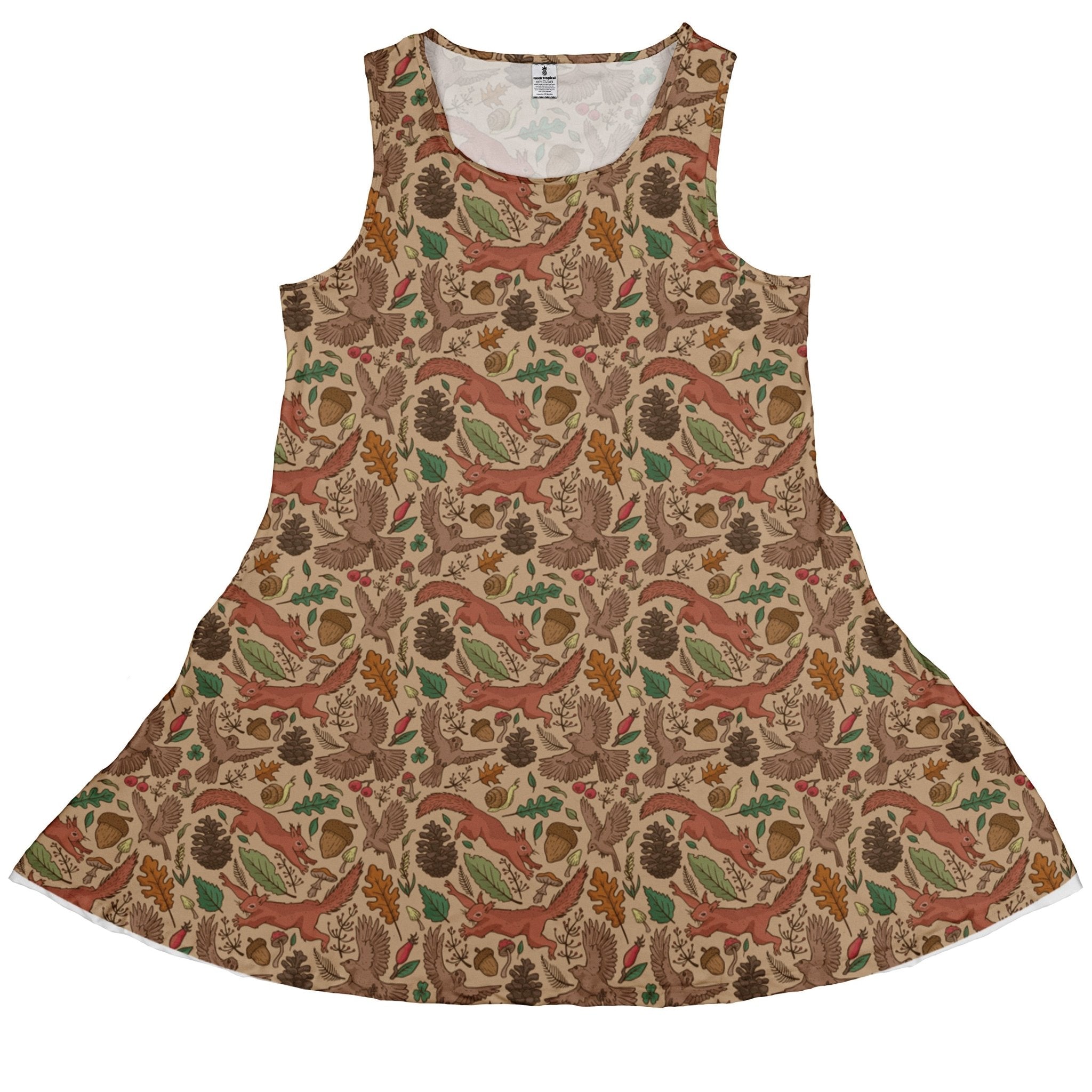 Fall Squirrel Dress Geek Nerd animal patterns botany print Design by Julie Kitzes