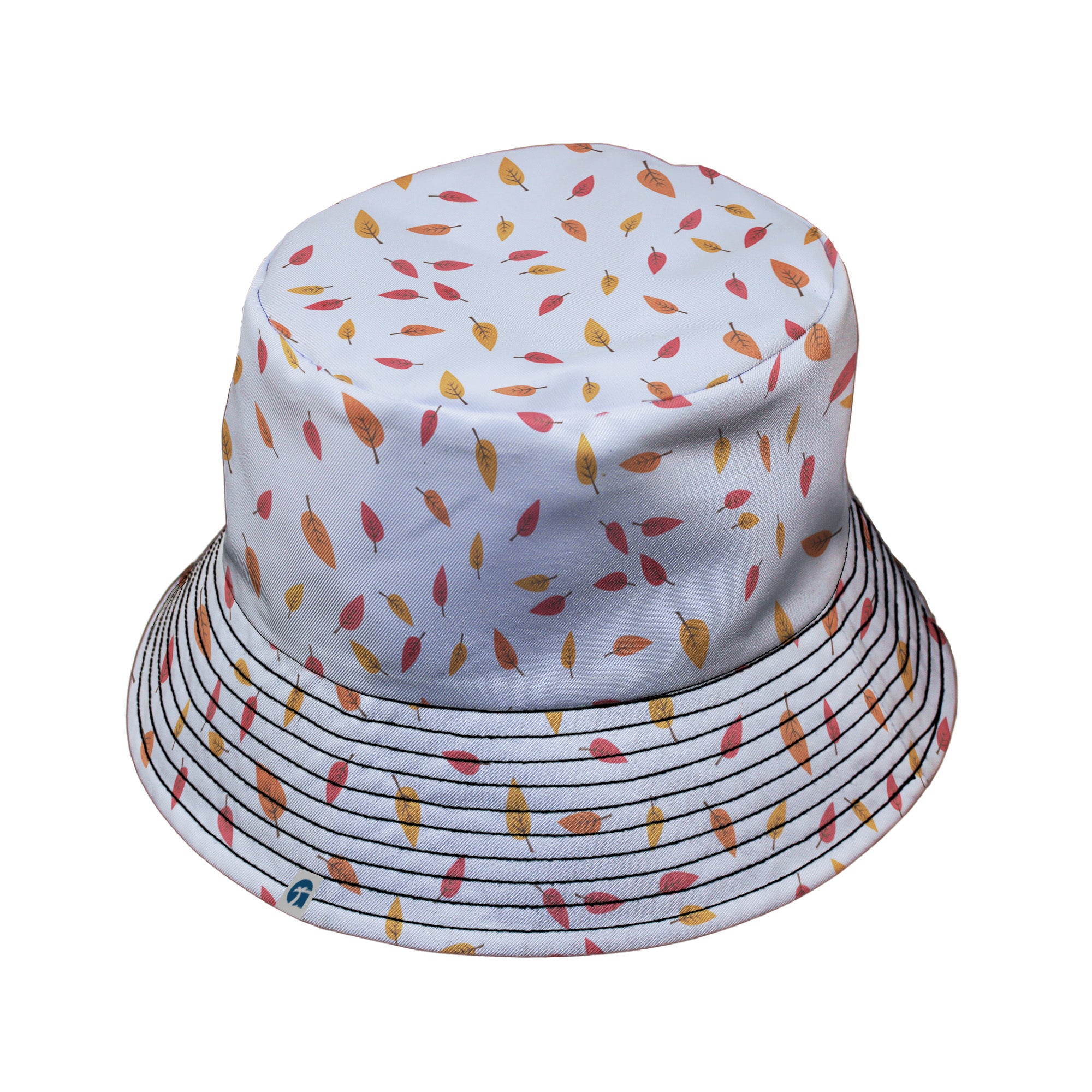 Falling Leaves Autumn Bucket Hat Black Stitching