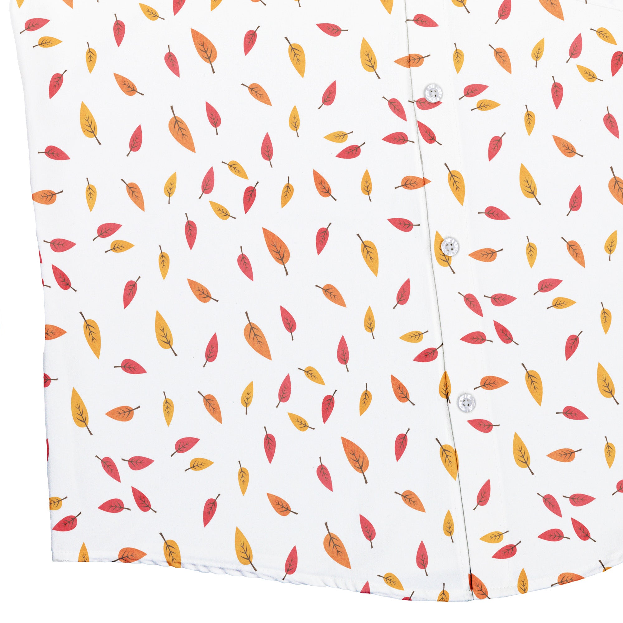 Falling Leaves Autumn Button Up Shirt Bottom Corner