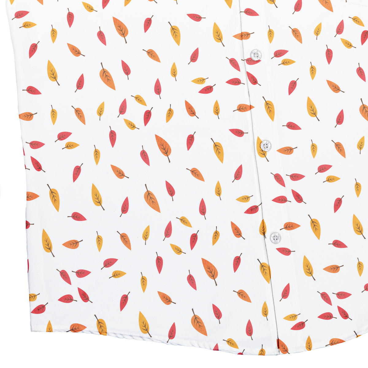 Falling Leaves Autumn Button Up Shirt Bottom Corner
