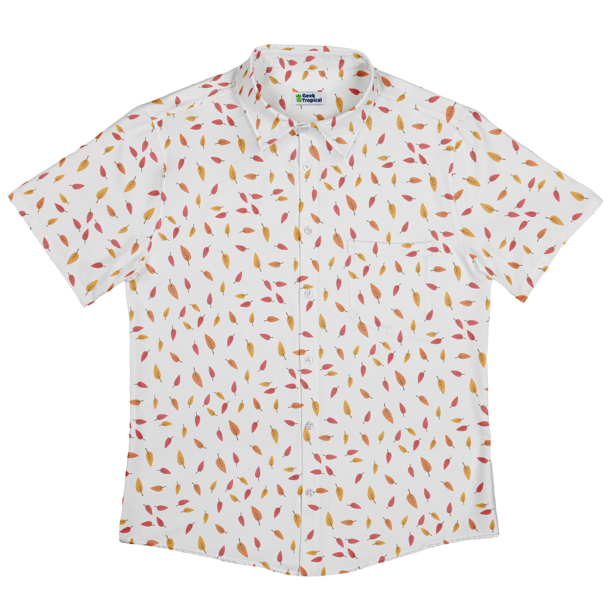 Falling Leaves Autumn Button Up Shirt Flat Front