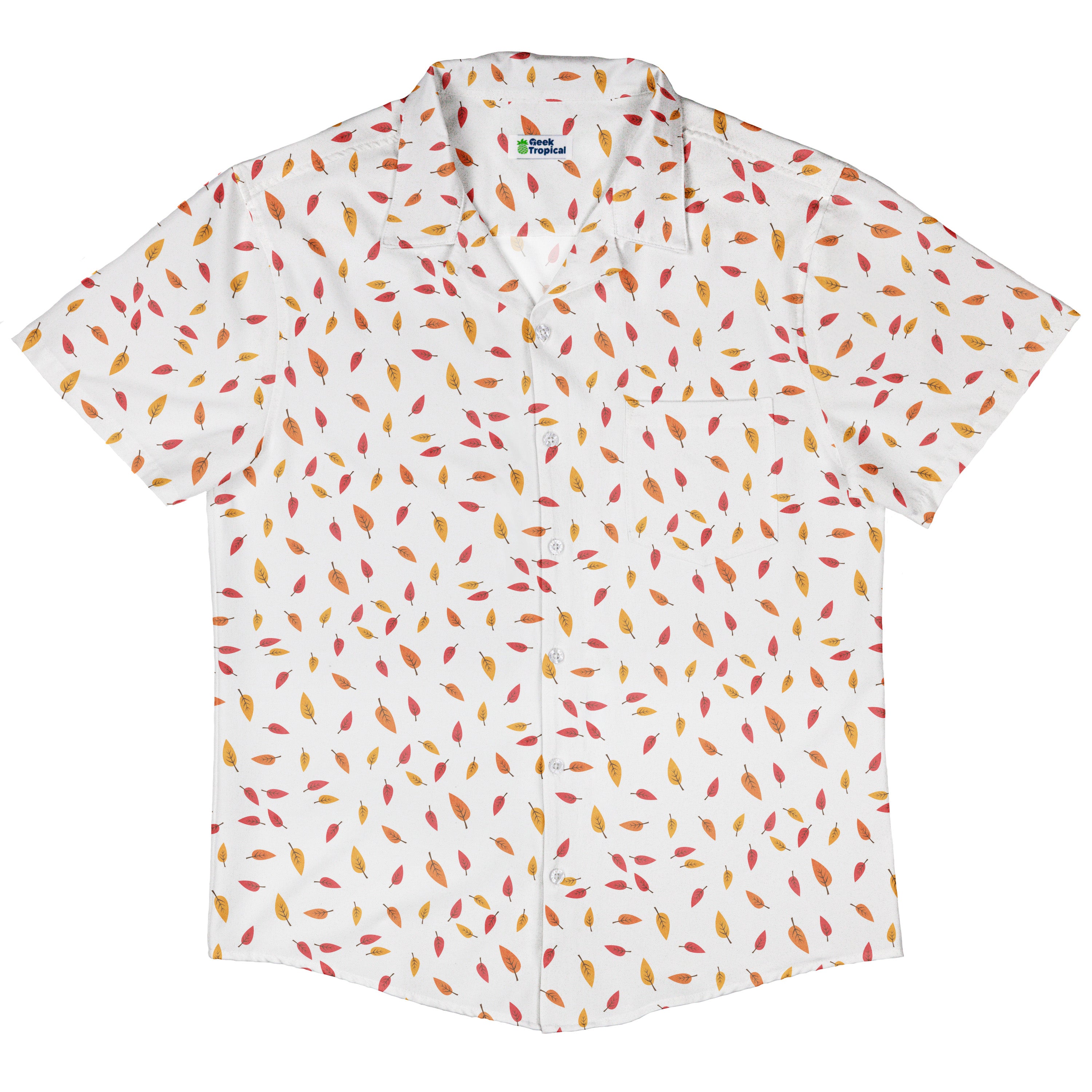 Falling Leaves Autumn Button Up Shirt Hawaiian Front