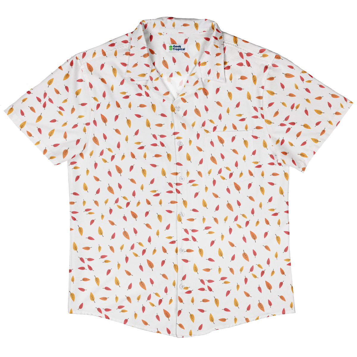 Falling Leaves Autumn Button Up Shirt Hawaiian Front