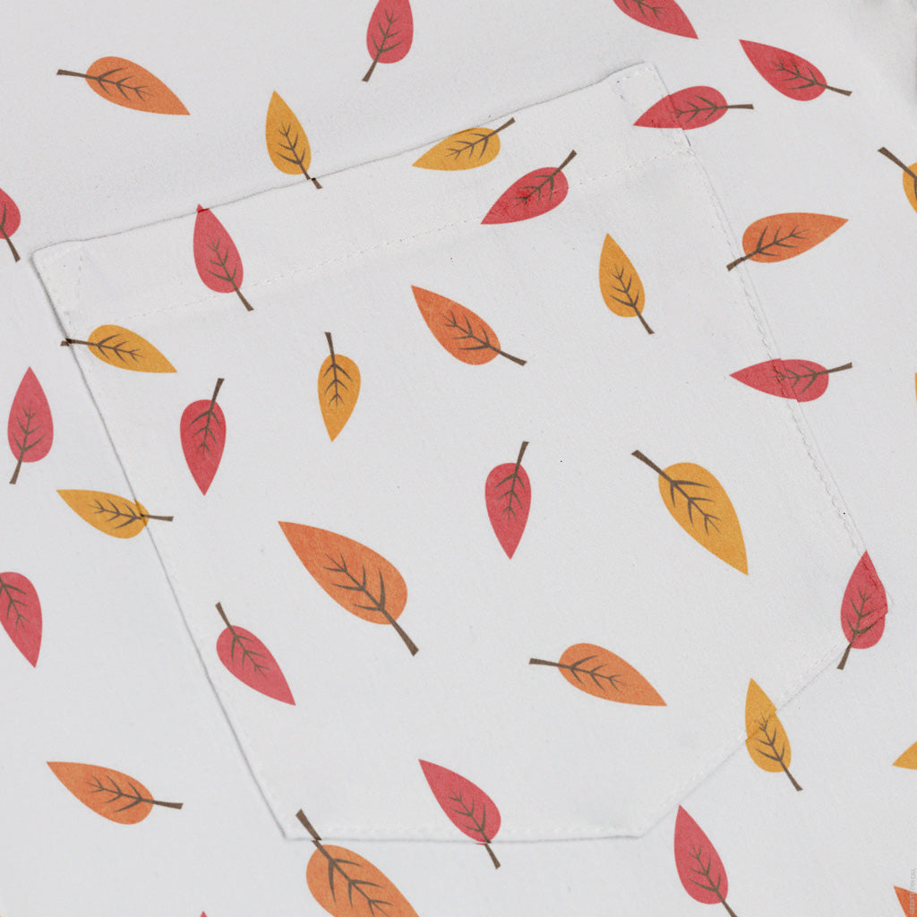 Falling Leaves Autumn Button Up Shirt Pocket