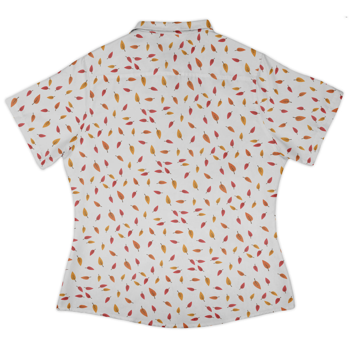 Falling Leaves Autumn Curvy Button Up Shirt womens back