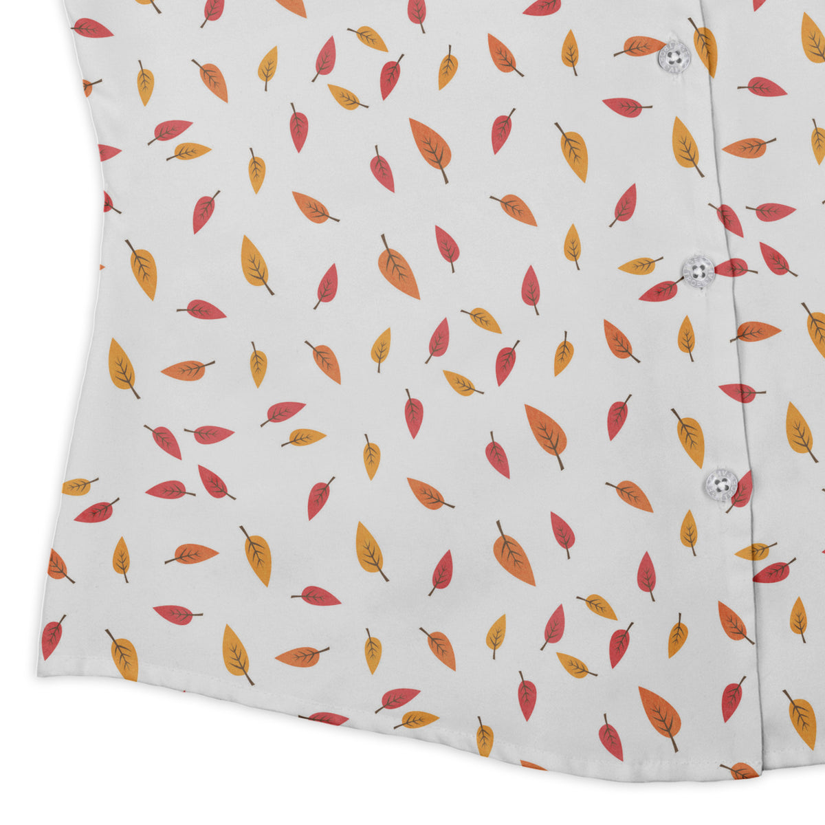 Falling Leaves Autumn Curvy Button Up Shirt womens corner