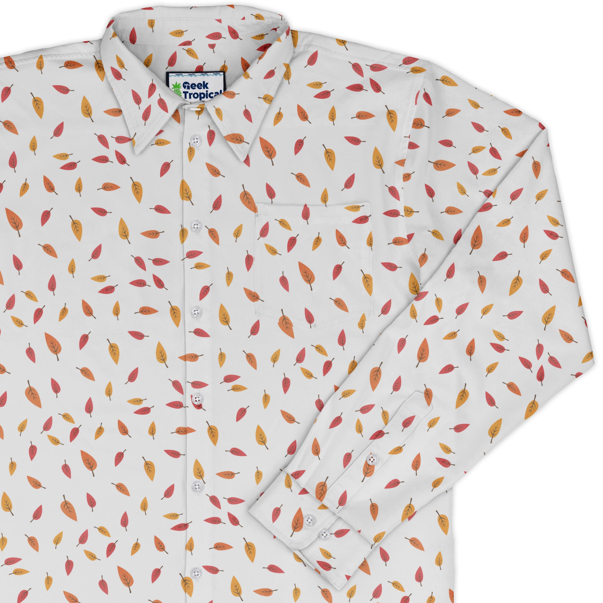 Falling Leaves Autumn Long Sleeve Button Up Shirt cover