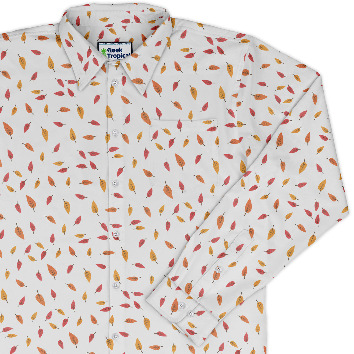 Falling Leaves Autumn Long Sleeve Button Up Shirt cover