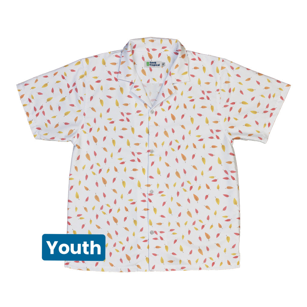 Falling Leaves Autumn Youth Hawaiian Shirt Front
