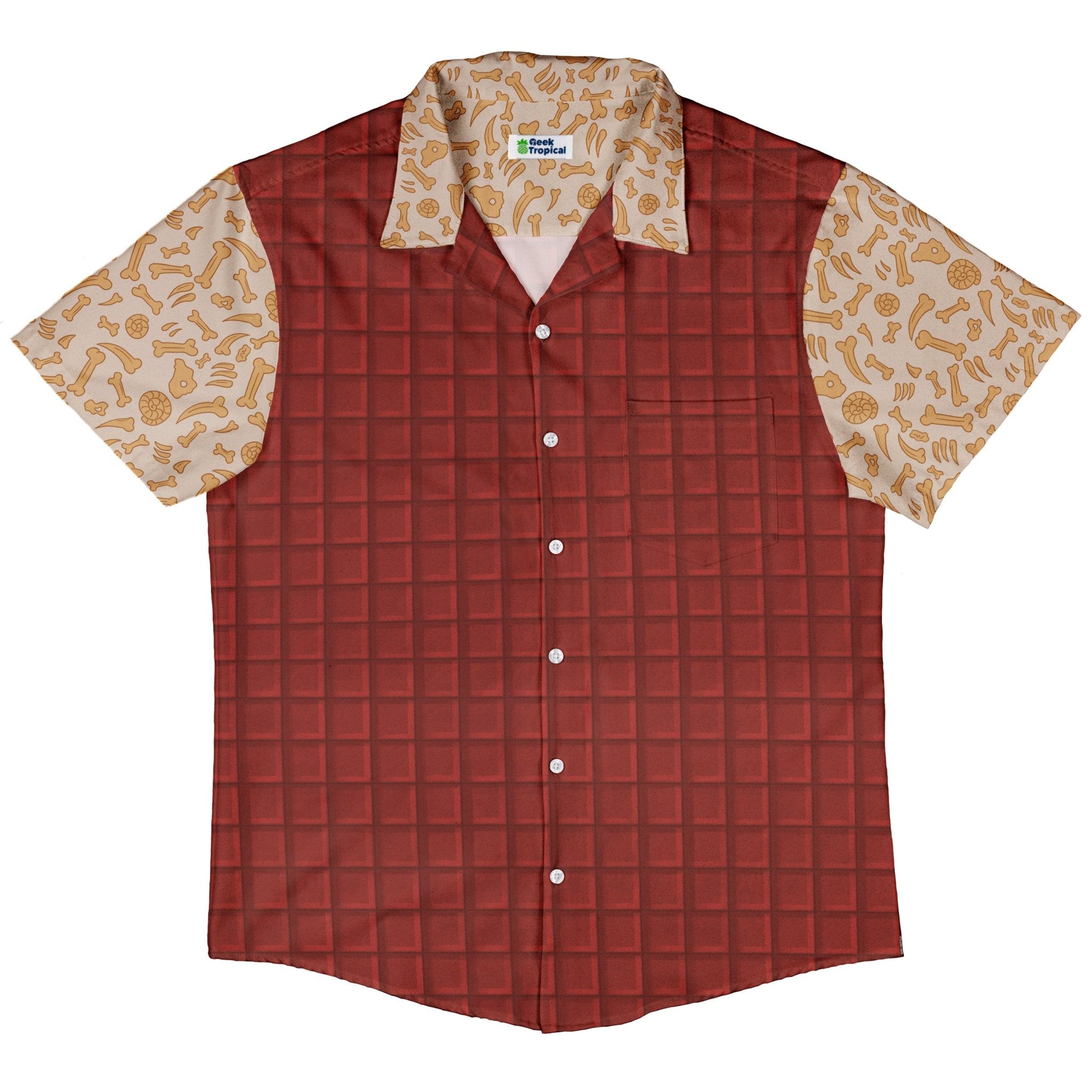 Fancy Dinosaur Button Up Shirt Geek Nerd adult sizing Designs by Nathan dinosaur print