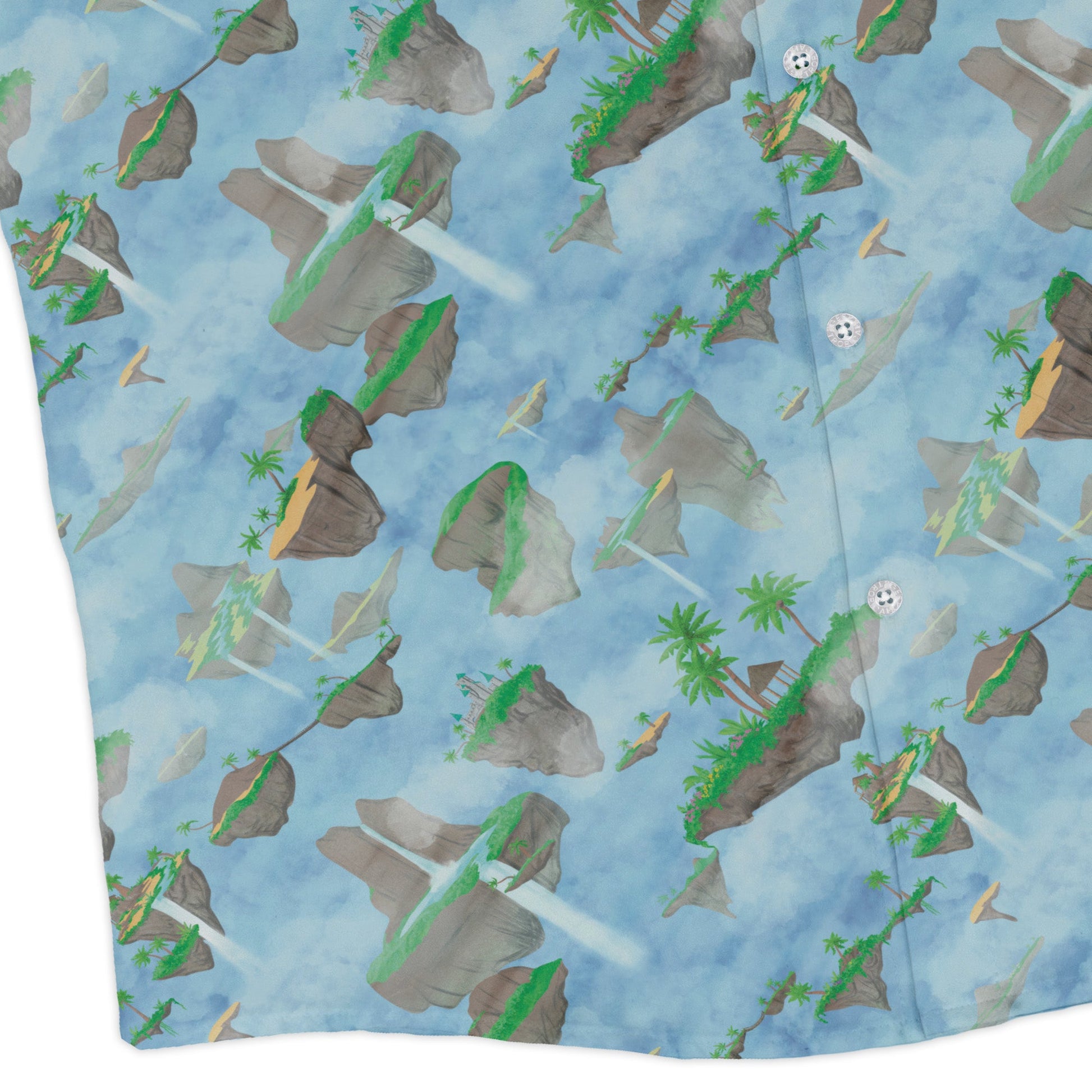 Fantasy Floating Isles Dnd Long Sleeve Button Up Shirt Geek Nerd adult sizing Designs by Nathan Fantasy Prints