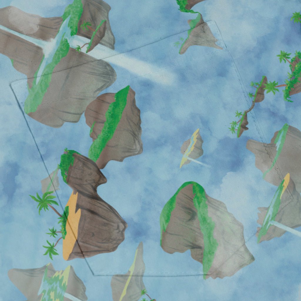 Fantasy Floating Isles Dnd Long Sleeve Button Up Shirt Geek Nerd adult sizing Designs by Nathan Fantasy Prints