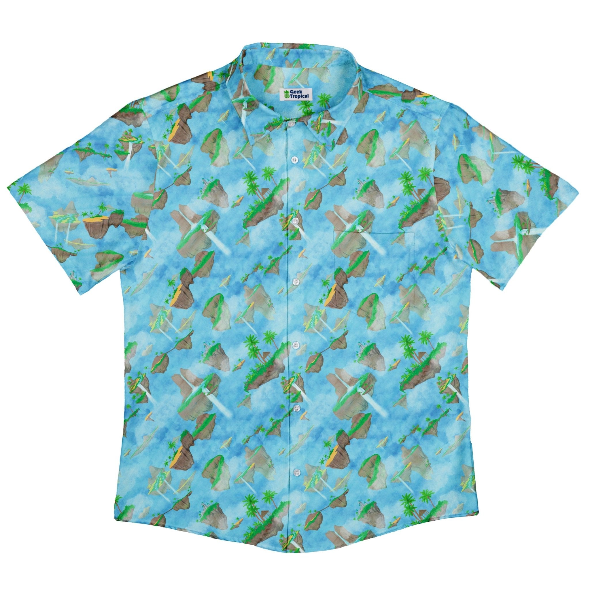 Fantasy Floating Isles Dnd Button Up Shirt - adult sizing - Designs by Nathan - Fantasy Prints