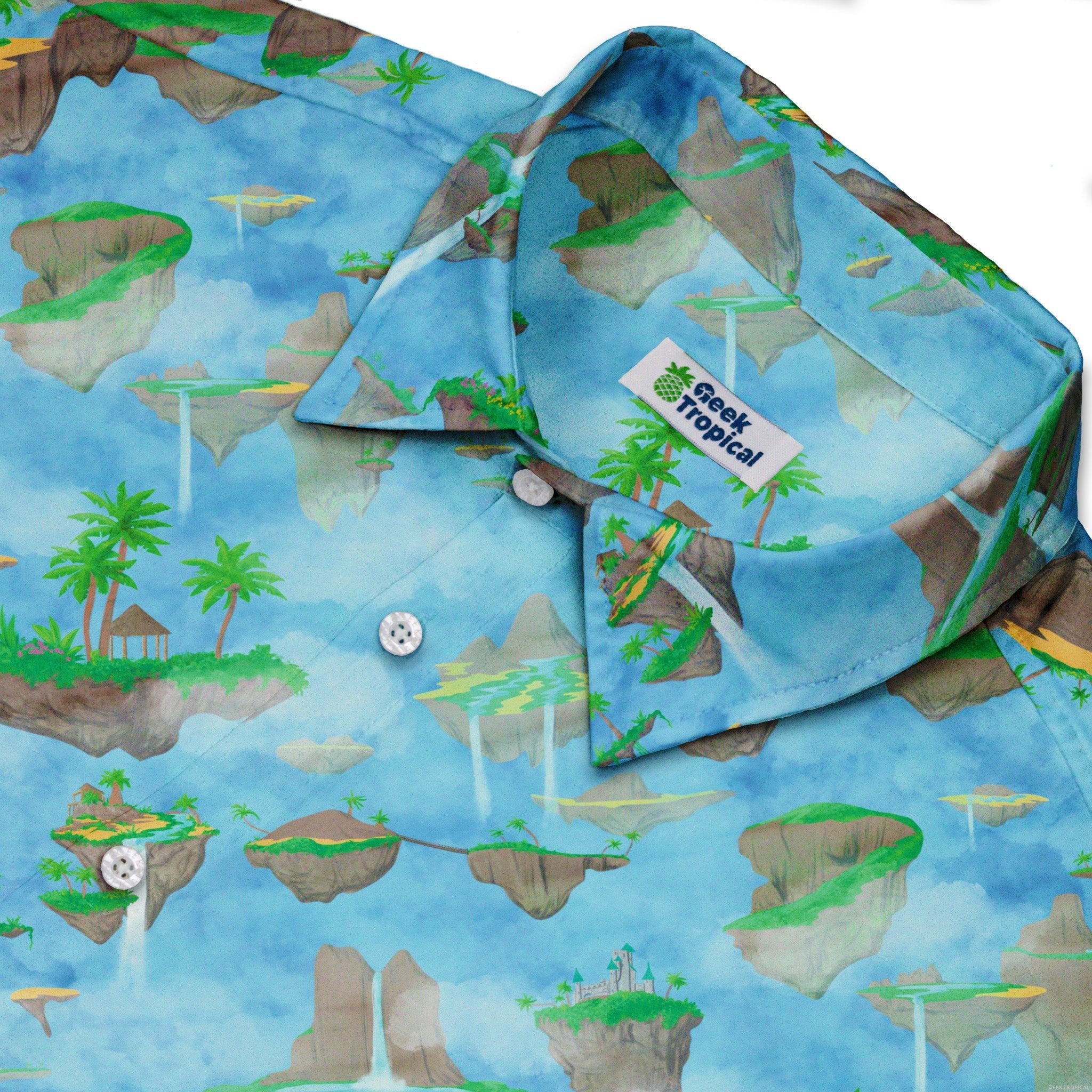 Fantasy Floating Isles Dnd Button Up Shirt - adult sizing - Designs by Nathan - Fantasy Prints