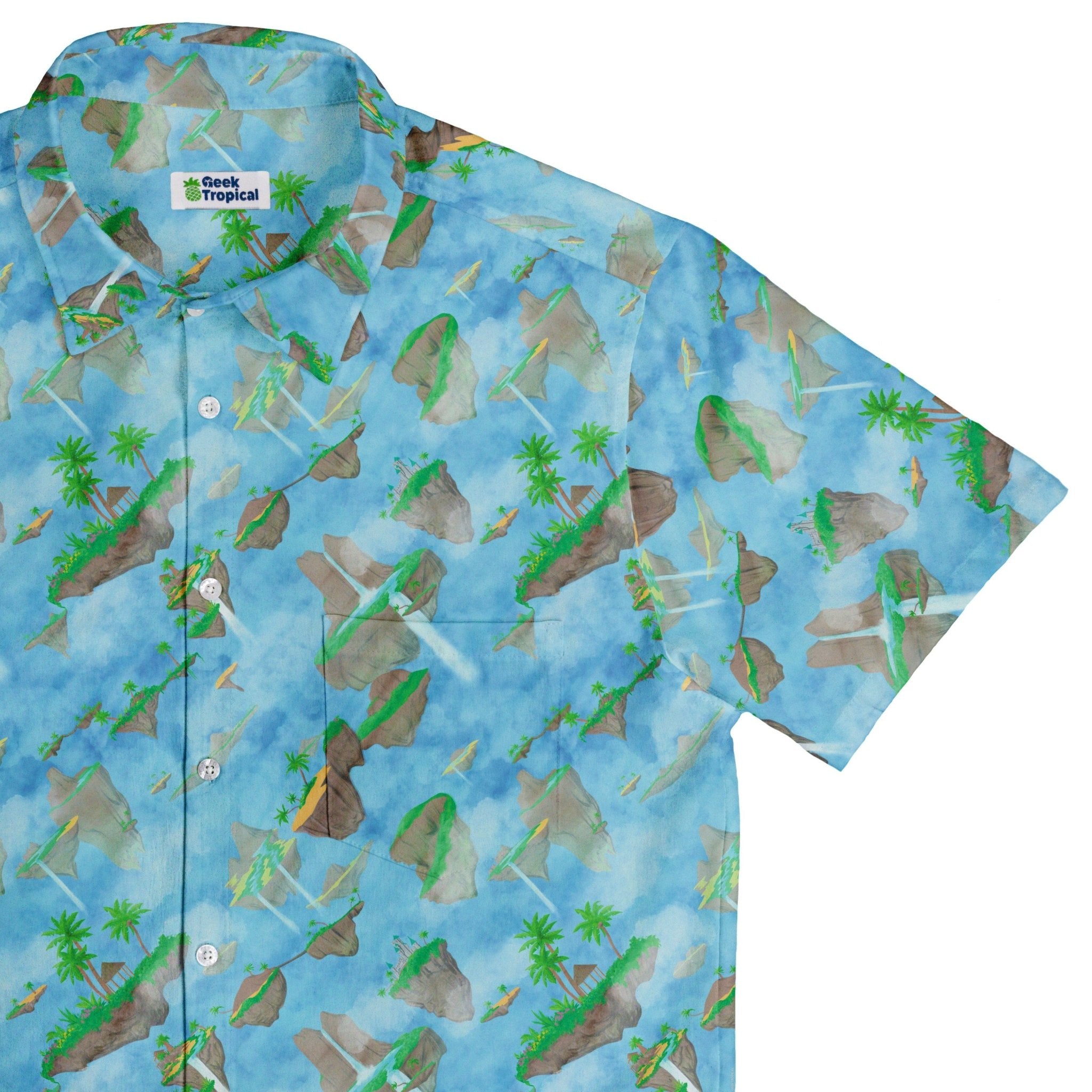 Fantasy Floating Isles Dnd Button Up Shirt - adult sizing - Designs by Nathan - Fantasy Prints