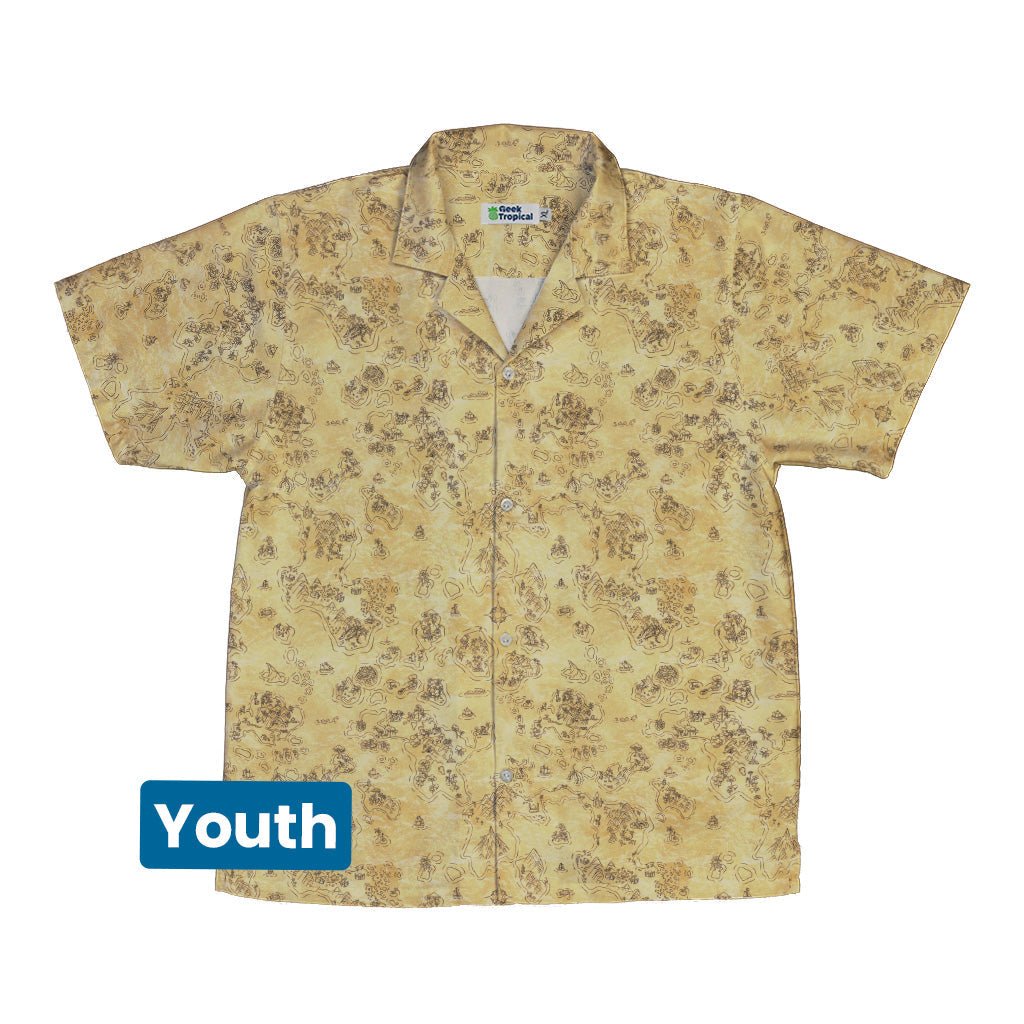 Fantasy Paper World Map Dnd Youth Hawaiian Shirt - Designs by Nathan - Fantasy Prints - Q3