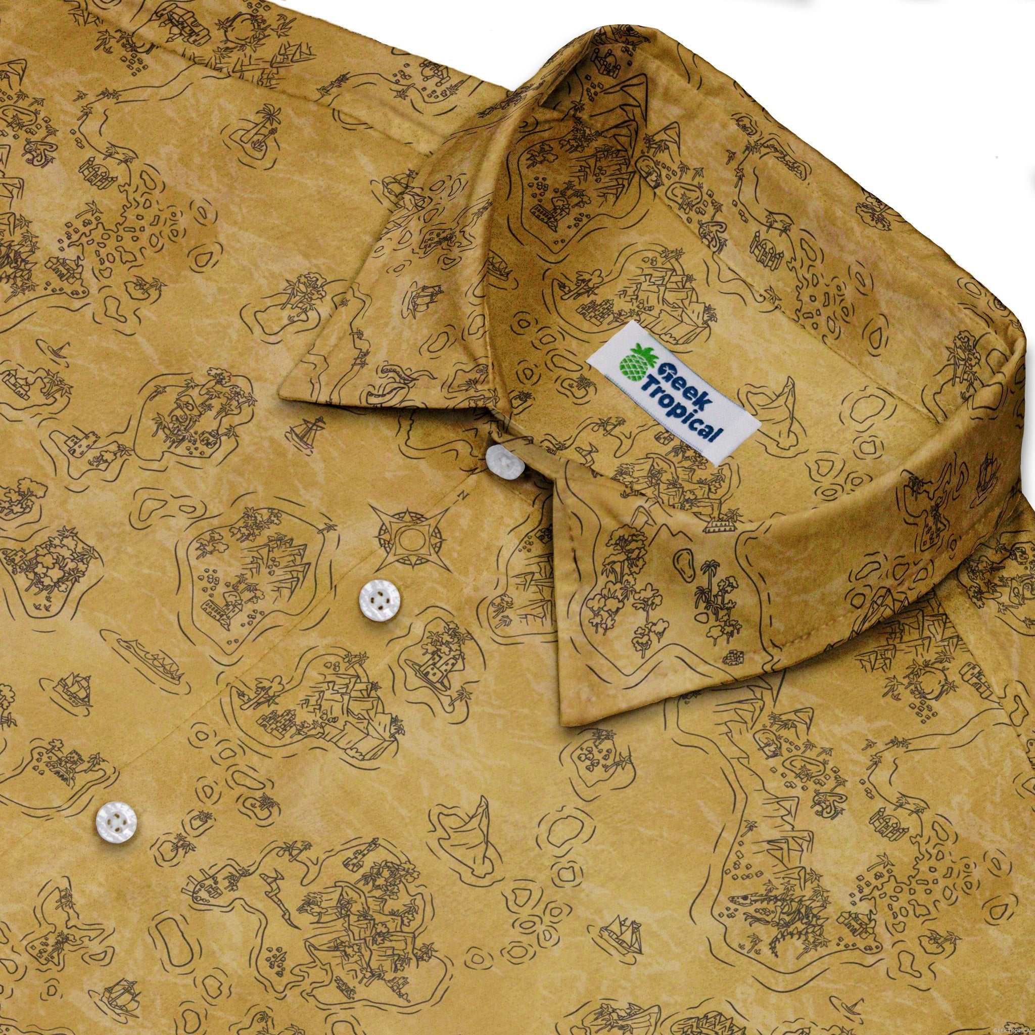 Fantasy Paper World Map Dnd Button Up Shirt - adult sizing - Designs by Nathan - Fantasy Prints